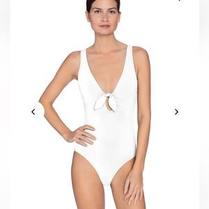 ROBIN PICCONE: Ava Knot White One-Piece Swimsuit